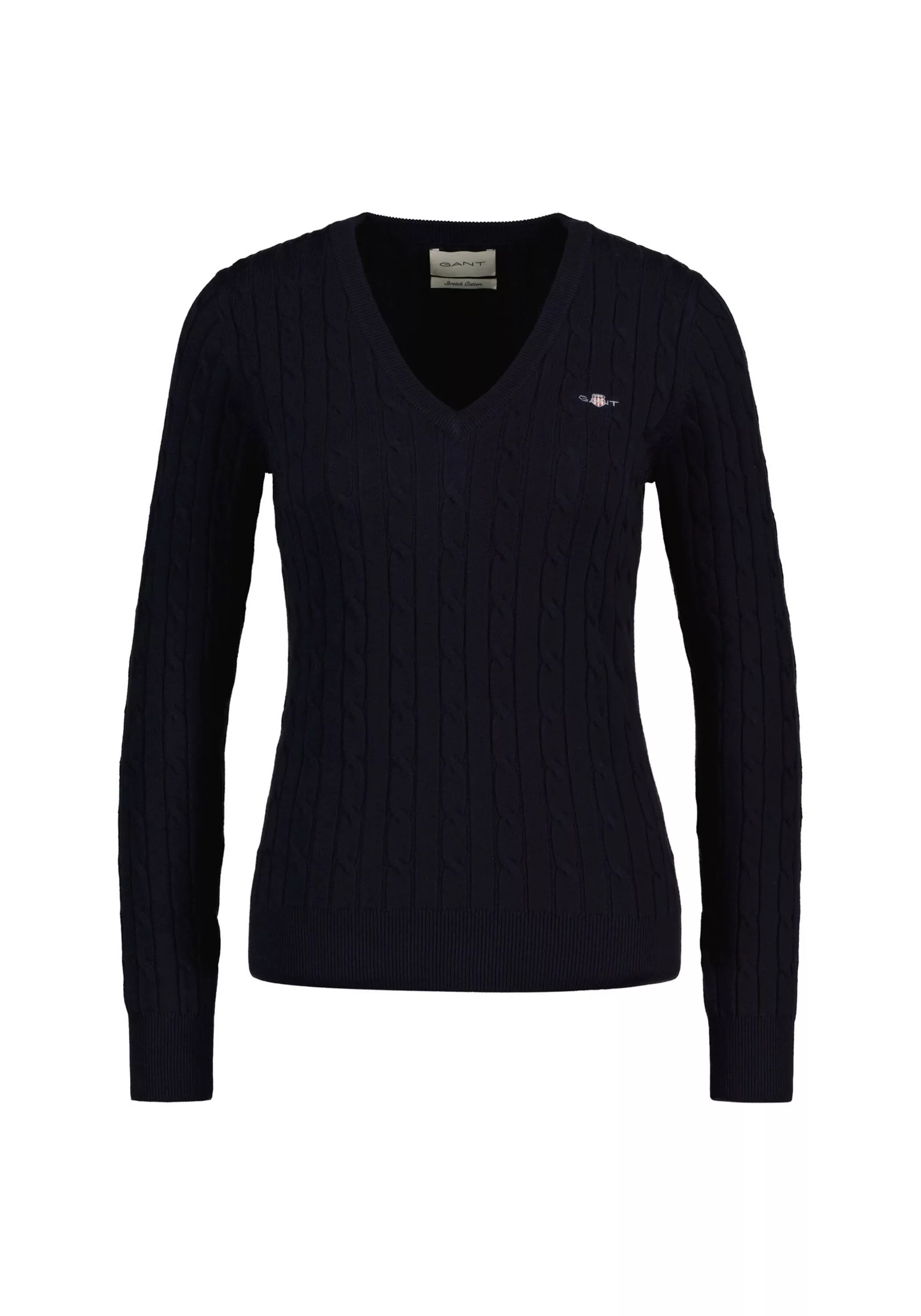 Gant Strickpullover "STRETCH COTTON CABLE C-NECK", mit Logostickerei auf de günstig online kaufen