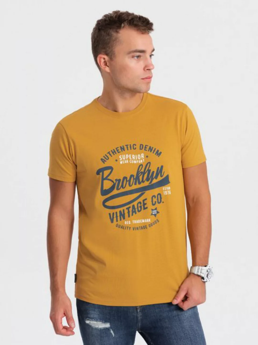 OMBRE Print-Shirt Herren-T-Shirt aus Baumwolle mit College-Aufdruck -. günstig online kaufen