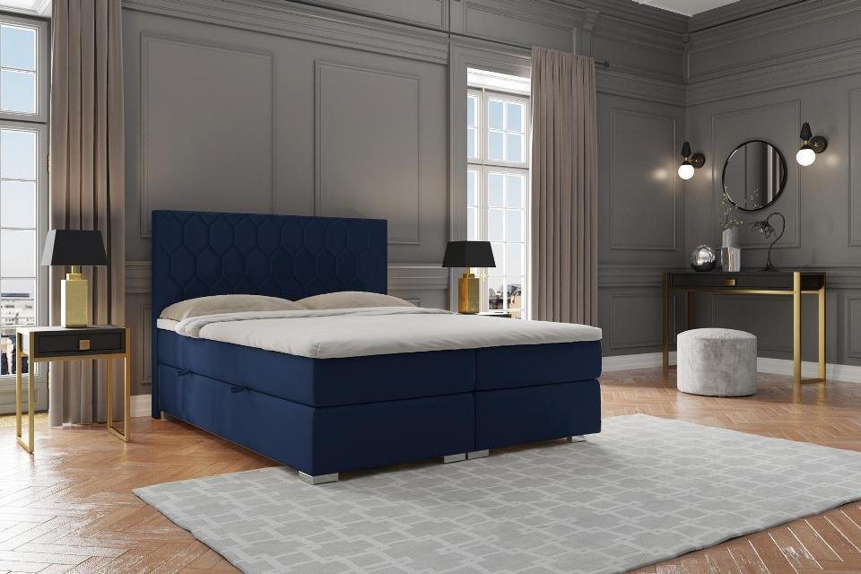 JVmoebel Bett Boxspring Bett Hotel Design Samt Luxus Betten Polster Bettkas günstig online kaufen