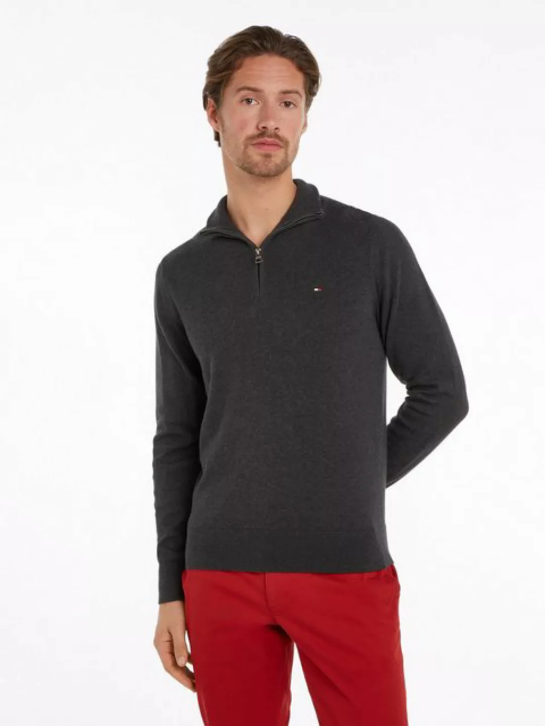 Tommy Hilfiger Troyer "PIMA ORG CTN CASHMERE ZIP MOCK" günstig online kaufen