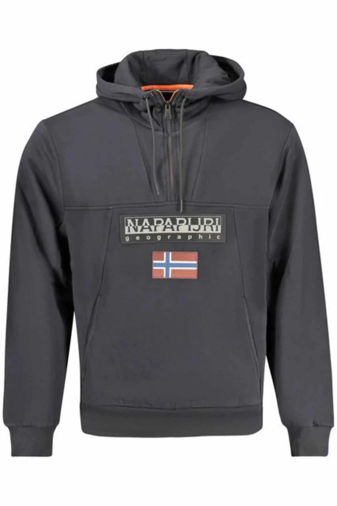 Napapijri Sweatshirt Herren-Kapuzenpullover in Schwarz - Bio-Baumwolle günstig online kaufen