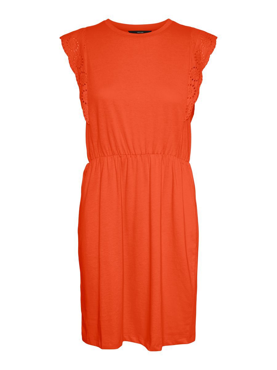 VERO MODA Spitzenverziertes Kurzkleid Damen Orange günstig online kaufen