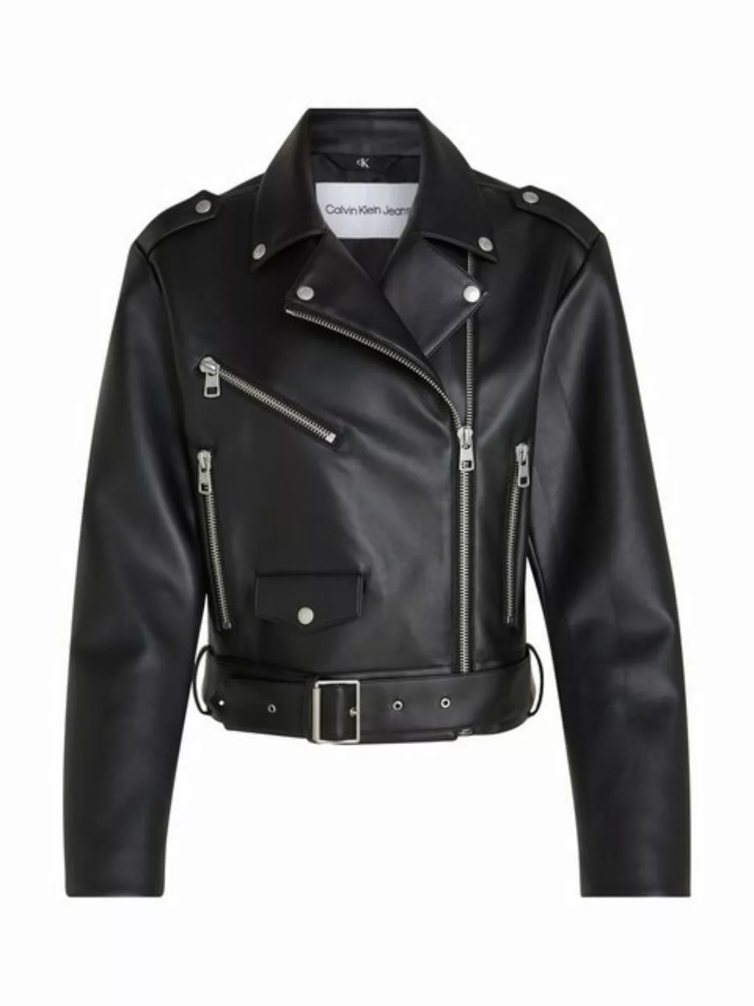 Calvin Klein Jeans Lederjacke CLASSIC FAUX LEATHER BIKER mit Gürtel günstig online kaufen