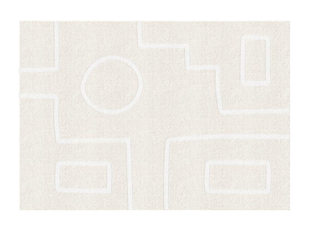 Designer-Teppich mit asymmetrischen Motiven - 160 x 230 cm - Beige & Weiß - günstig online kaufen