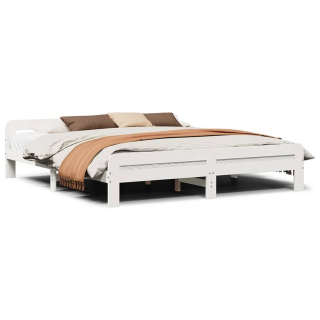 vidaXL Bett, Massivholzbett ohne Matratze Weiß 180x200 cm Kiefernholz günstig online kaufen