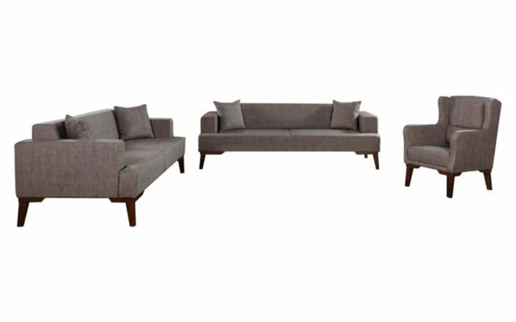 JVmoebel Sofa Graue Sofagarnitur Set Couch Sofa Polster 3+3+1 Sitzer Möbel, günstig online kaufen