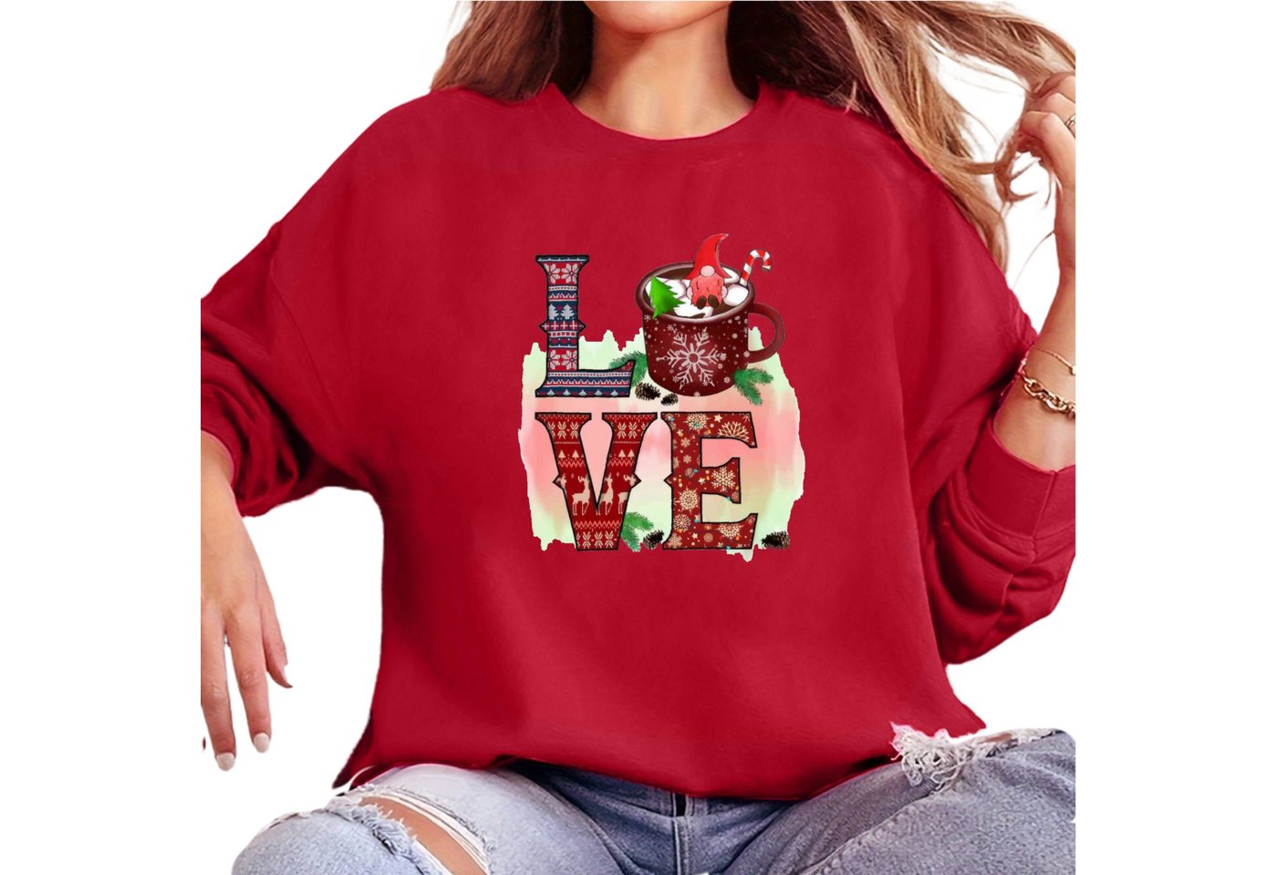 MC Star Sweatshirt Damen Sweatshirt Weihnachtspullover Weihnachtspulli Weih günstig online kaufen