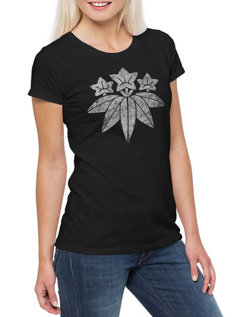 Urban Backwoods Print-Shirt Minamoto Clan Mon Damen T-Shirt Shogun Samurai günstig online kaufen