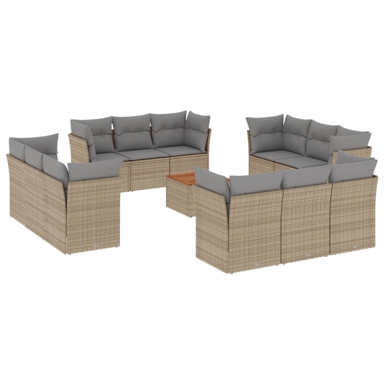 vidaXL 13-Tlg Garten-Sofagarnitur mit Kissen Beige Poly Rattan 3223539 günstig online kaufen