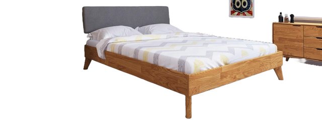 Natur24 Einzelbett Bett Gerg 4 Sonderlänge 80x210 Wildeiche Polsterkopfteil günstig online kaufen