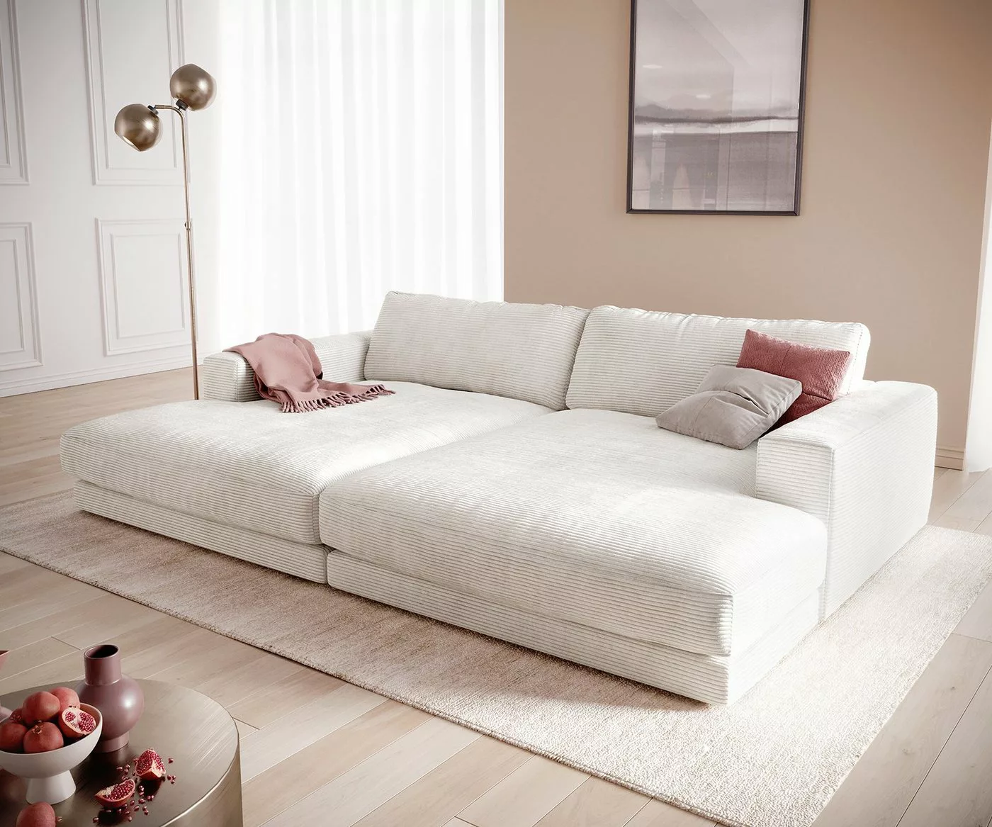 DELIFE Big-Sofa Cubico, Cord Beige 290x170 cm Big-Sofa günstig online kaufen