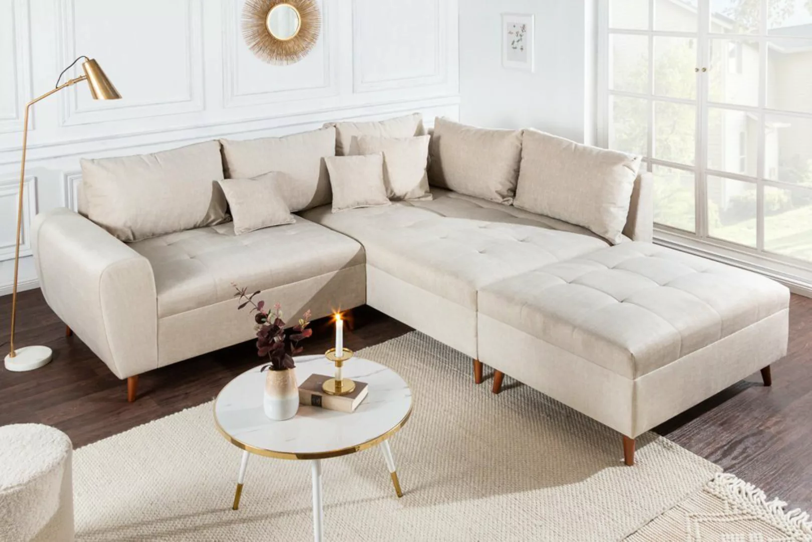 riess-ambiente Ecksofa SCANDINAVIA 250cm champagner beige, Einzelartikel 1 günstig online kaufen