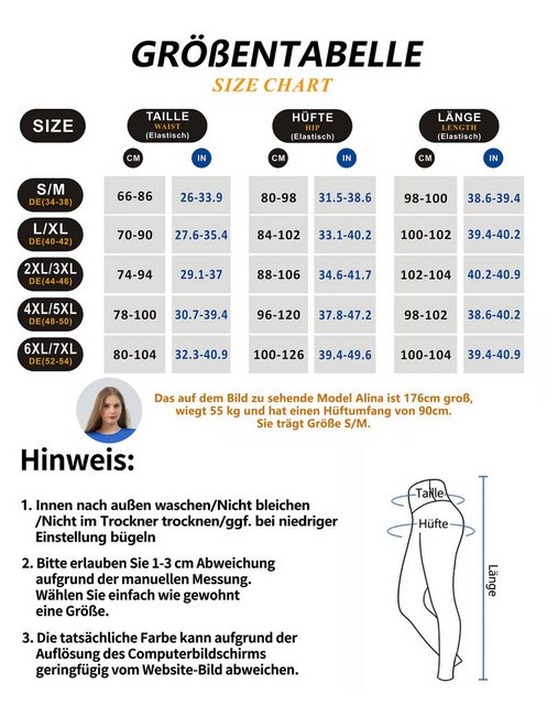 Jepo Leggings Elastische, gefütterte Chinohose warm slim Schwarz 4XL/5XL Da günstig online kaufen