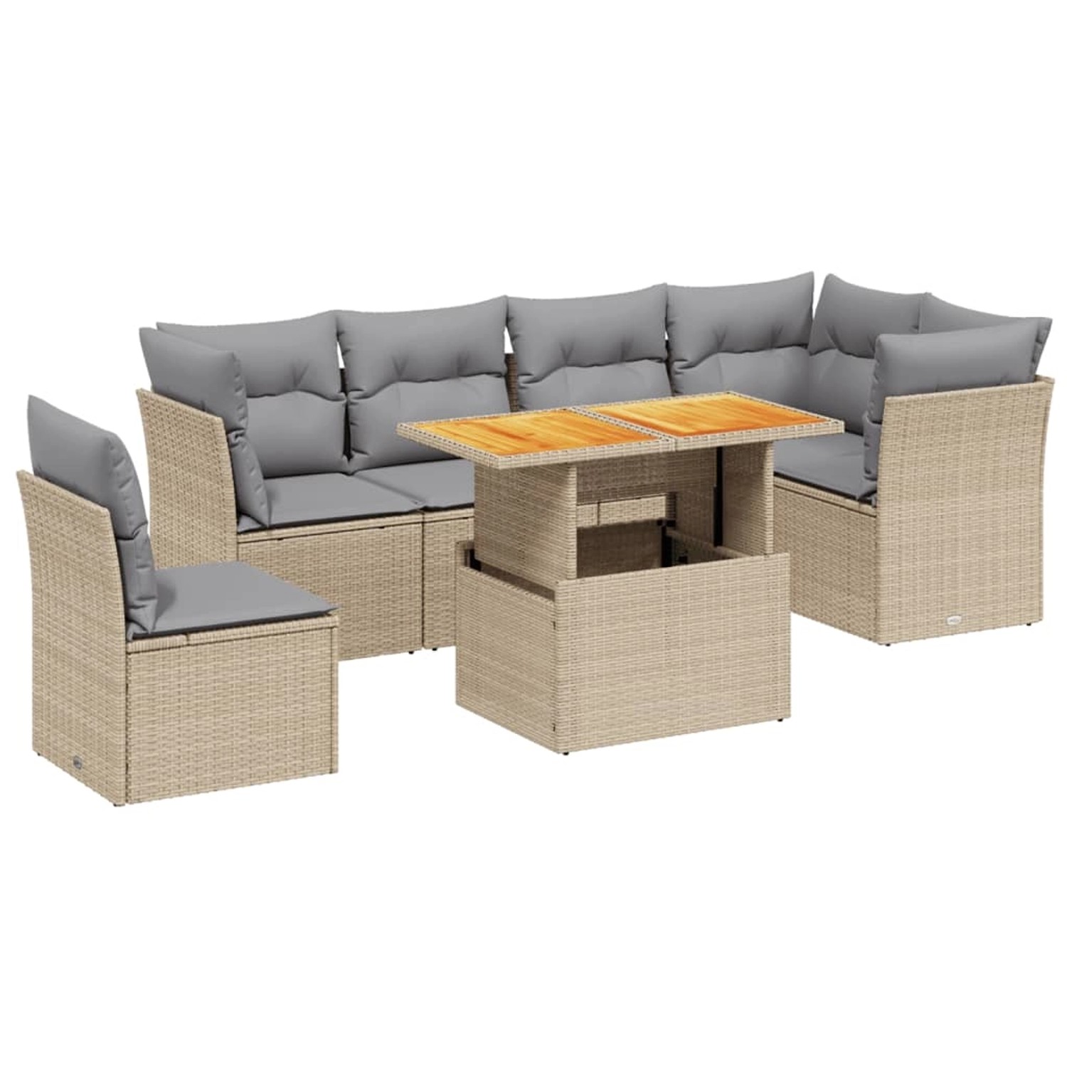 vidaXL 7-tlg Garten-Sofagarnitur mit Kissen Beige Poly Rattan Modell 381 günstig online kaufen