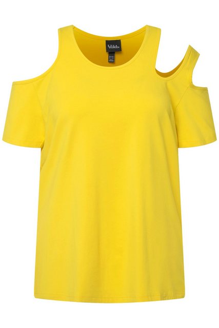 Ulla Popken Rundhalsshirt T-Shirt Cut-Outs Rundhalsausschnitt Halbarm günstig online kaufen