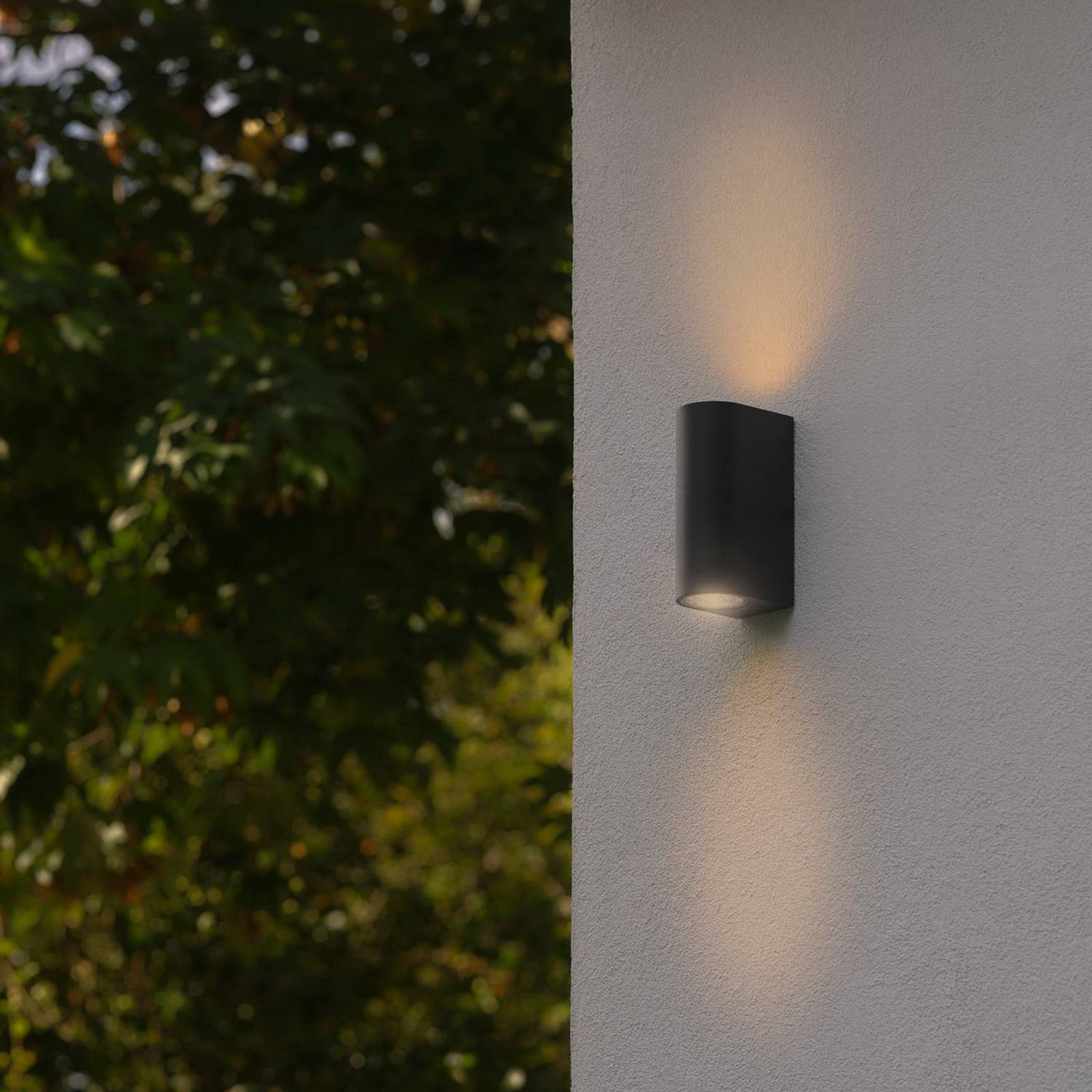 Außenwandleuchte Dion Double, schwarz, GU10, Aluminium, IP44 günstig online kaufen