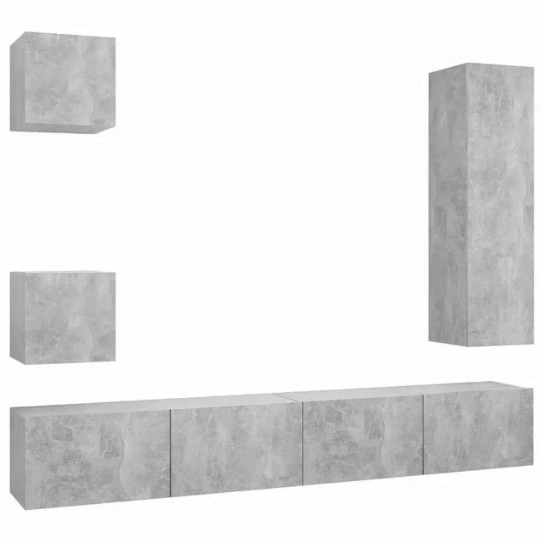 furnicato TV-Schrank 5-tlg. TV-Schrank-Set Betongrau Holzwerkstoff (1-St) günstig online kaufen