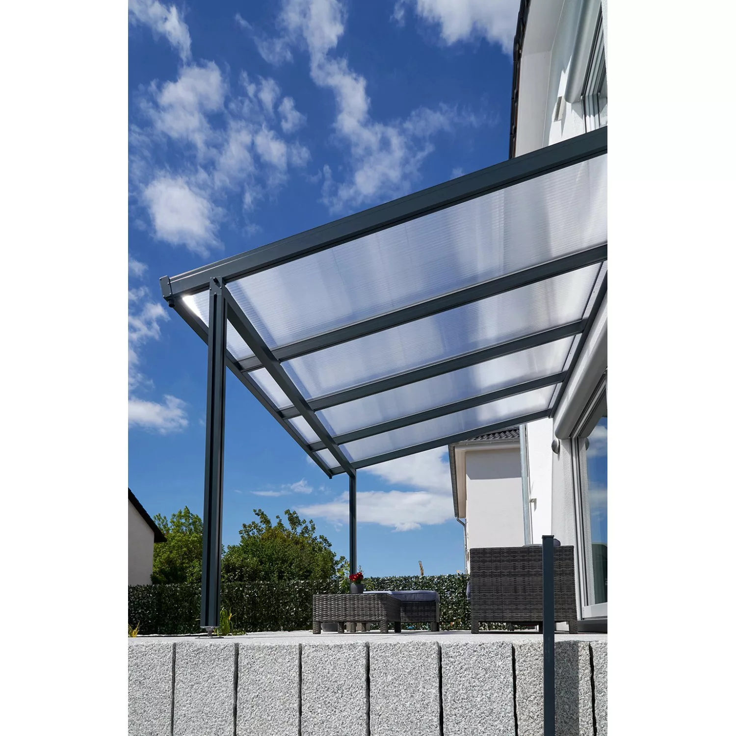 Gutta Terrassenüberdachung Premium 410 cm x 406 cm Anthrazit Polycarbonat S günstig online kaufen