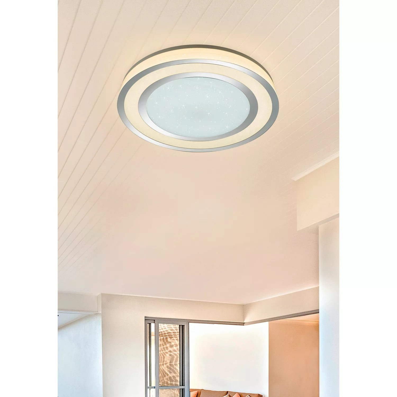 Trio LED-Deckenleuchte Noriaki Sternenhimmel Ø 59,5 cm Chrom günstig online kaufen