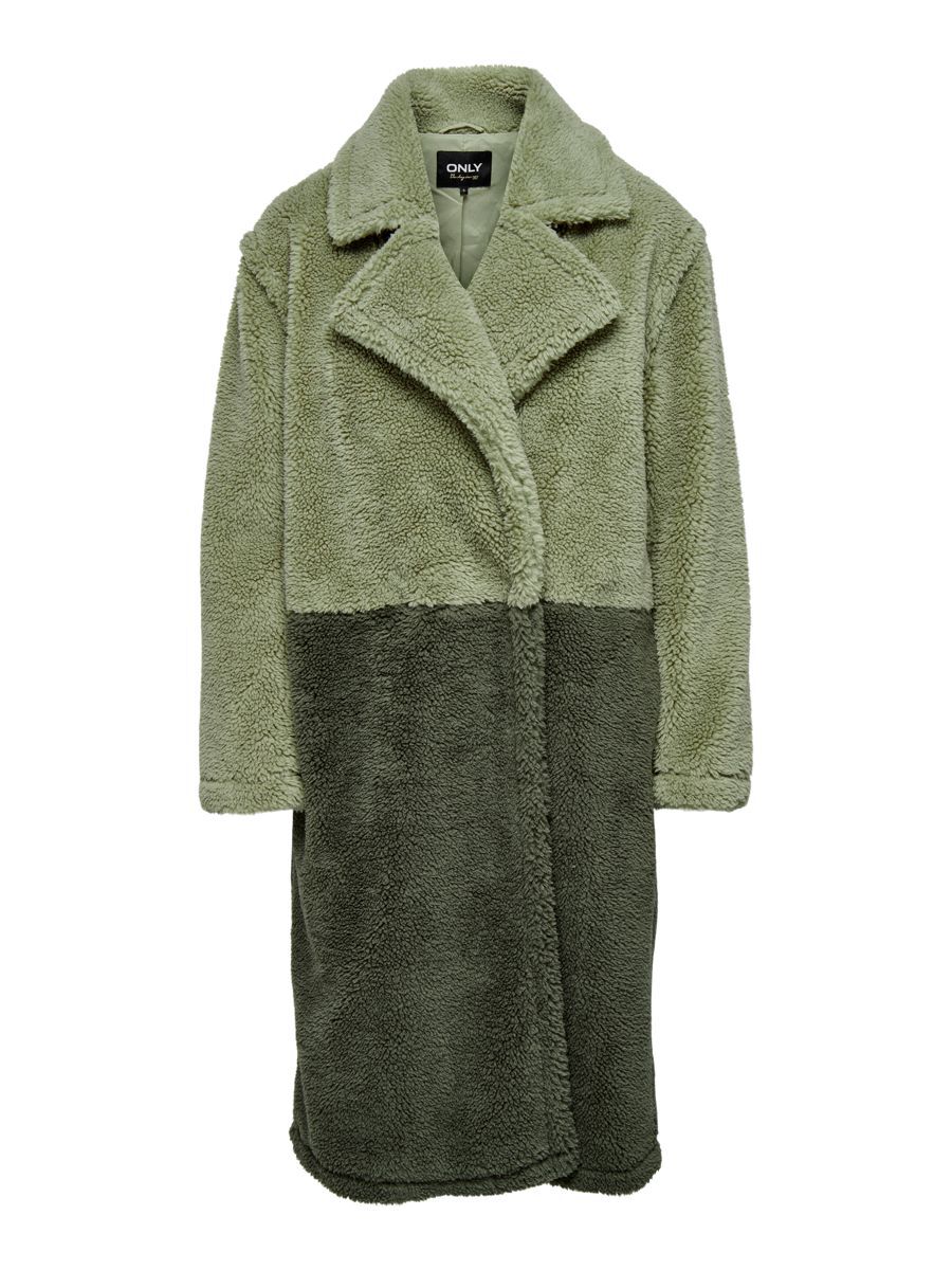 ONLY Teddy Colorblock Mantel Damen Grün günstig online kaufen