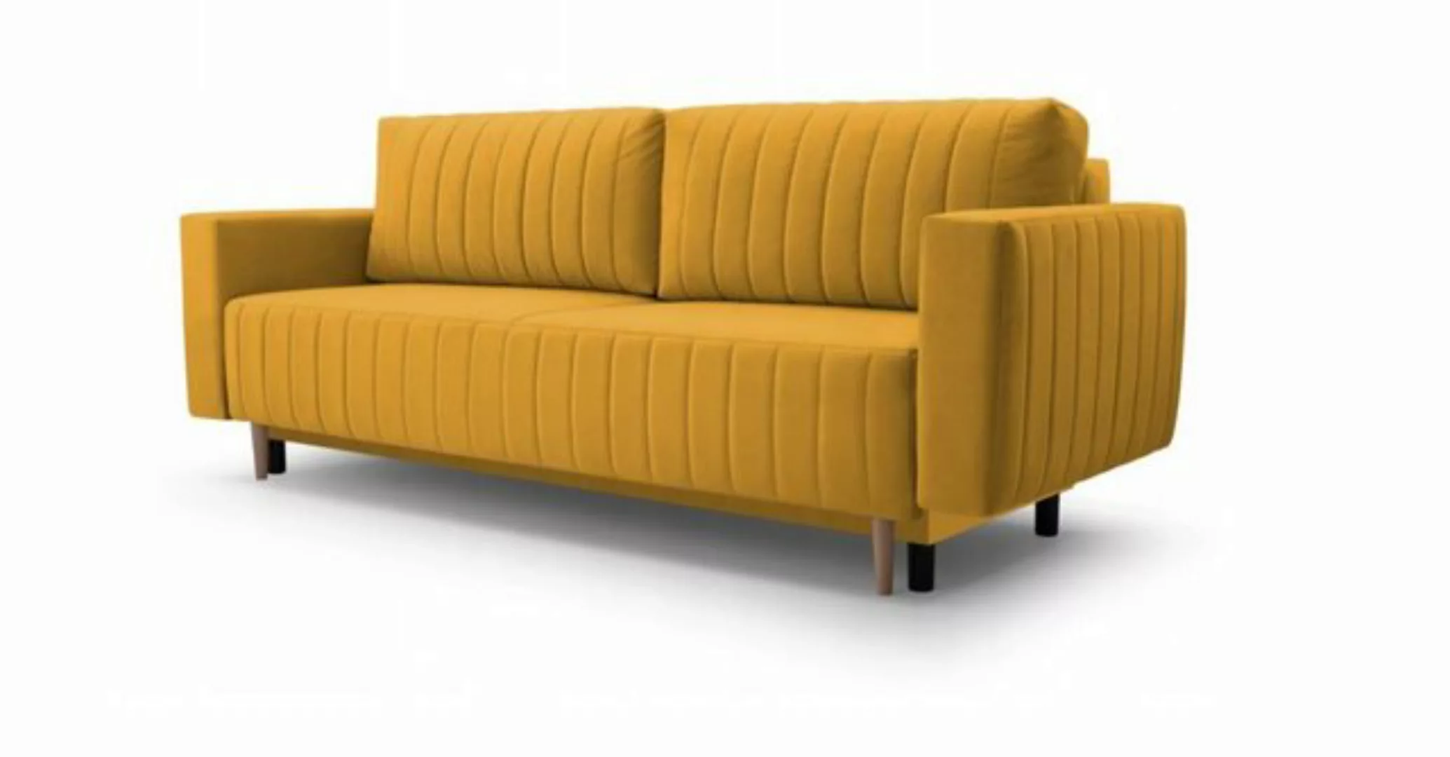 Beautysofa 3-Sitzer RAVI, 225 cm Veloursstoff Polstersofa, mit Bettfunktion günstig online kaufen