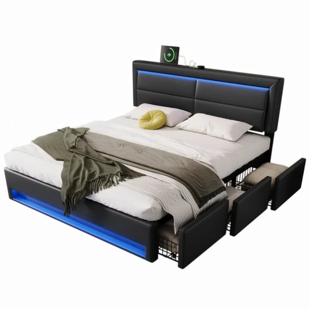 Gotagee Polsterbett Doppelbett Jugendbett Funktionsbett mit USB-Anschluss S günstig online kaufen