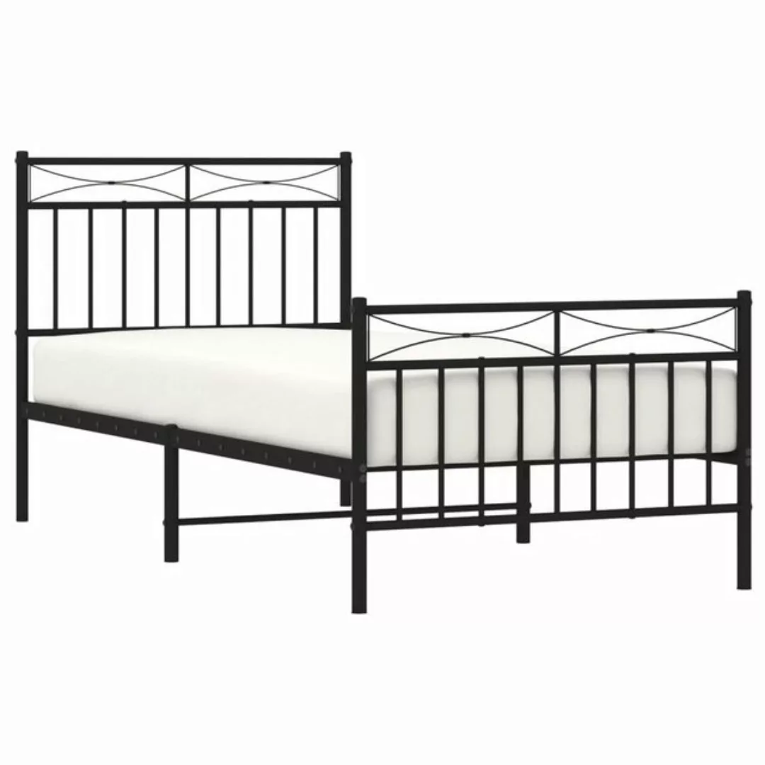 vidaXL Bett Bettgestell mit Kopf- und Fußteil Metall Schwarz 90x190 cm günstig online kaufen