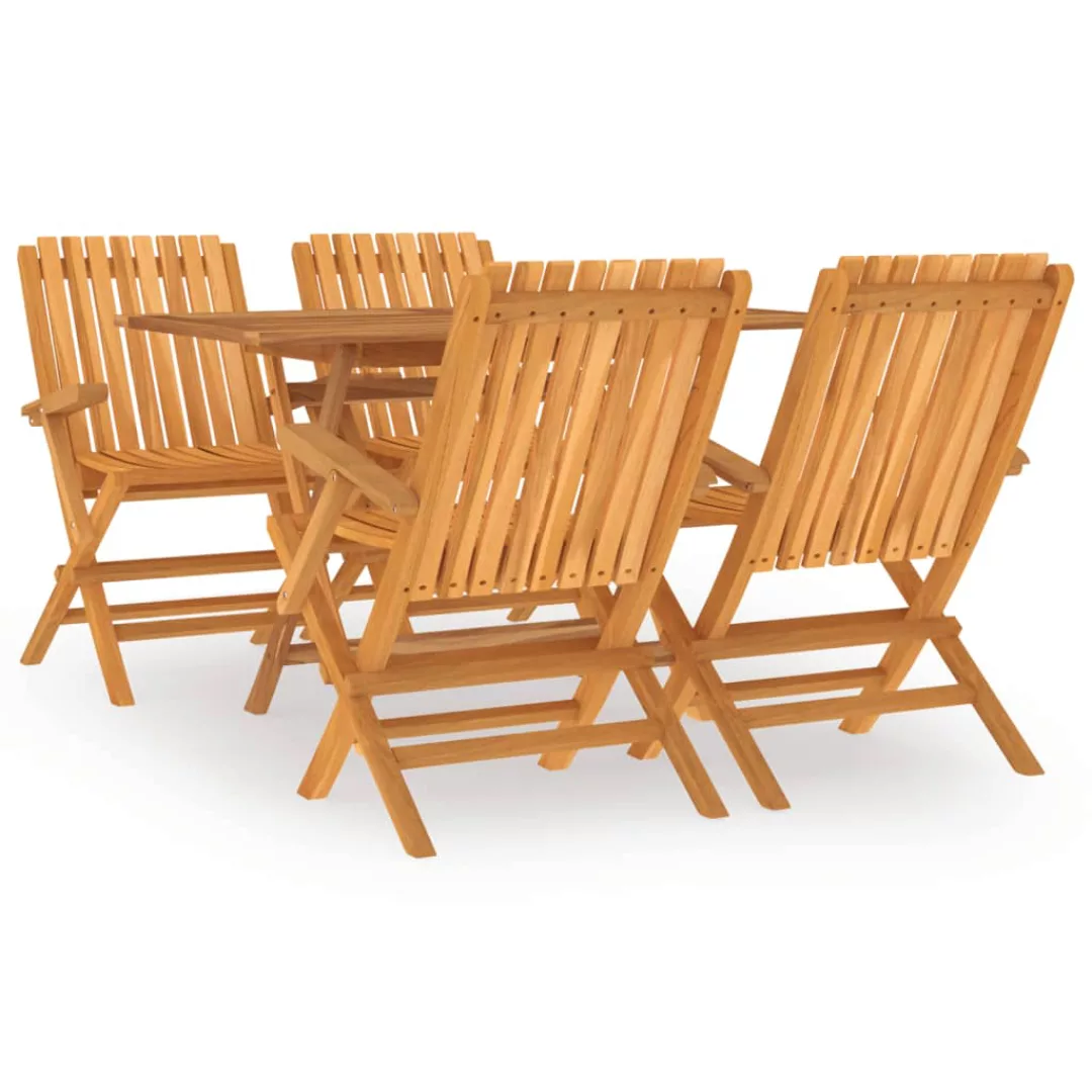 Vidaxl 5-tlg. Garten-essgruppe Massivholz Teak günstig online kaufen