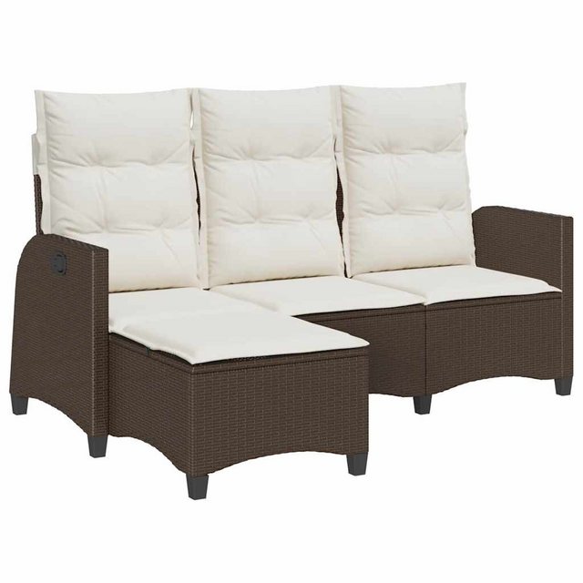 vidaXL Loungesofa Gartensofa mit Liegefunktion Kissen L-Form Braun Poly Rat günstig online kaufen