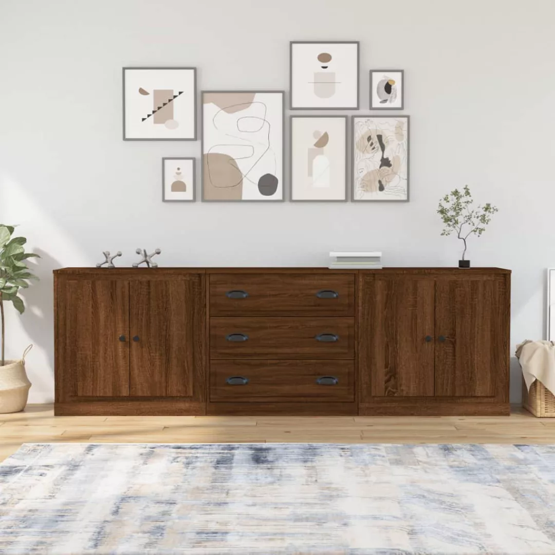 Vidaxl Sideboards 3 Stk. Braun Eichen-optik Holzwerkstoff günstig online kaufen