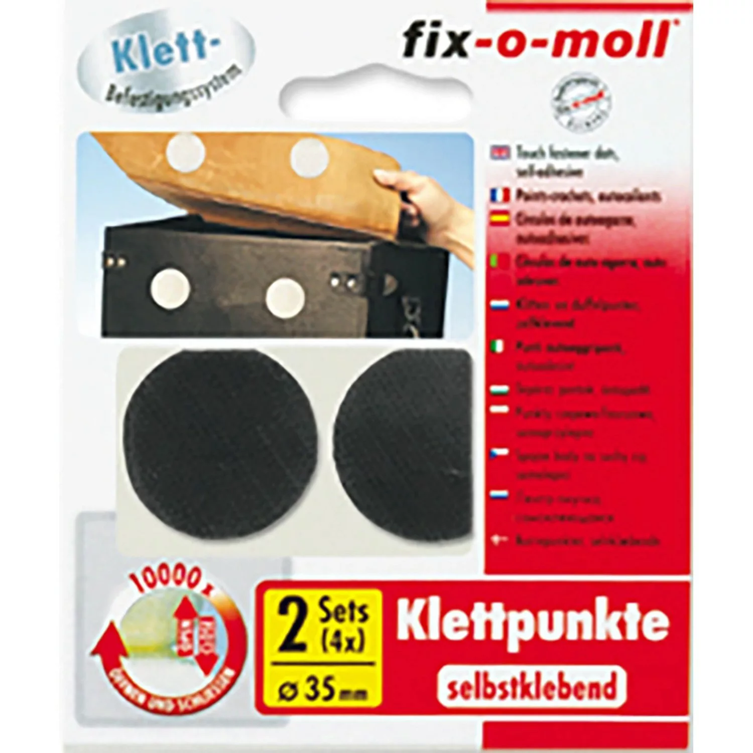 Fix-o-moll  Klettpunkte selbstklebend 4 Sets Schwarz 35 mm günstig online kaufen