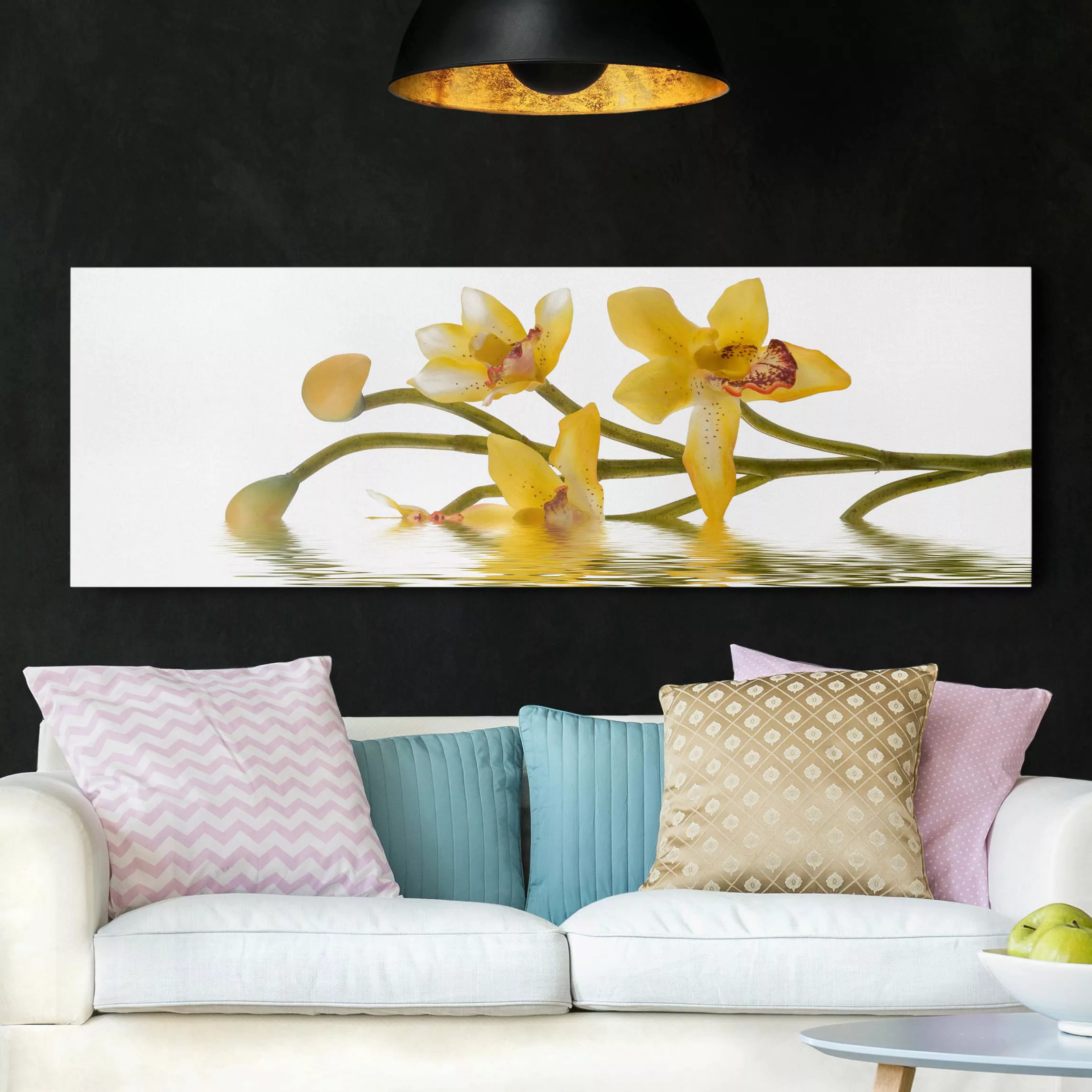 Leinwandbild Blumen - Panorama Saffron Orchid Waters günstig online kaufen