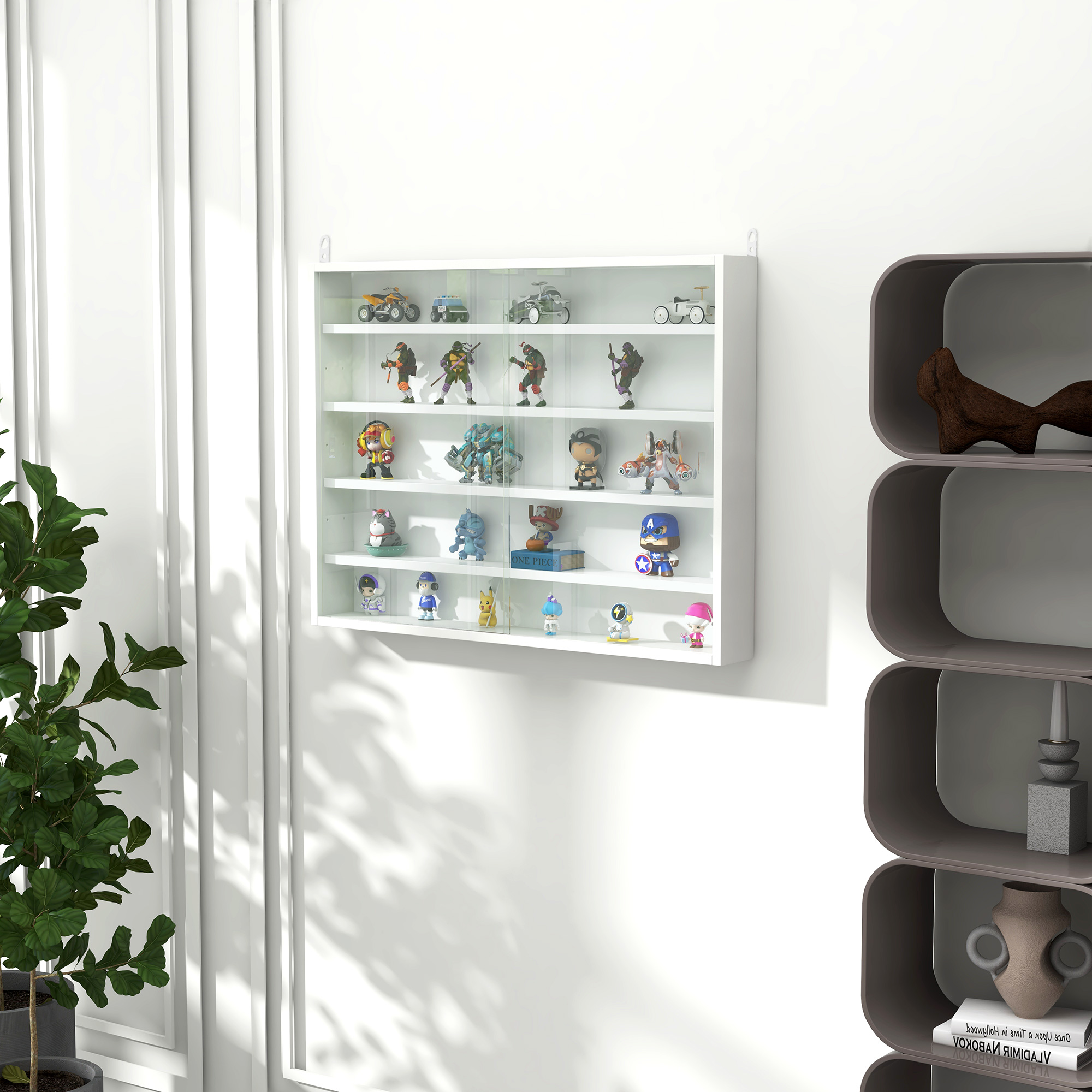 HOMCOM Vitrine für Sammlerstücke Wandvitrine 80 x 9,5 x 60 cm mit 4 höhenve günstig online kaufen