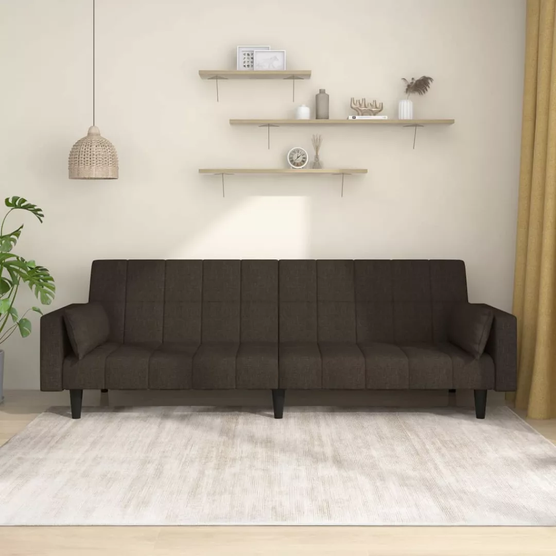 Vidaxl Schlafsofa 2-sitzer Mit 2 Kissen Dunkelbraun Stoff günstig online kaufen