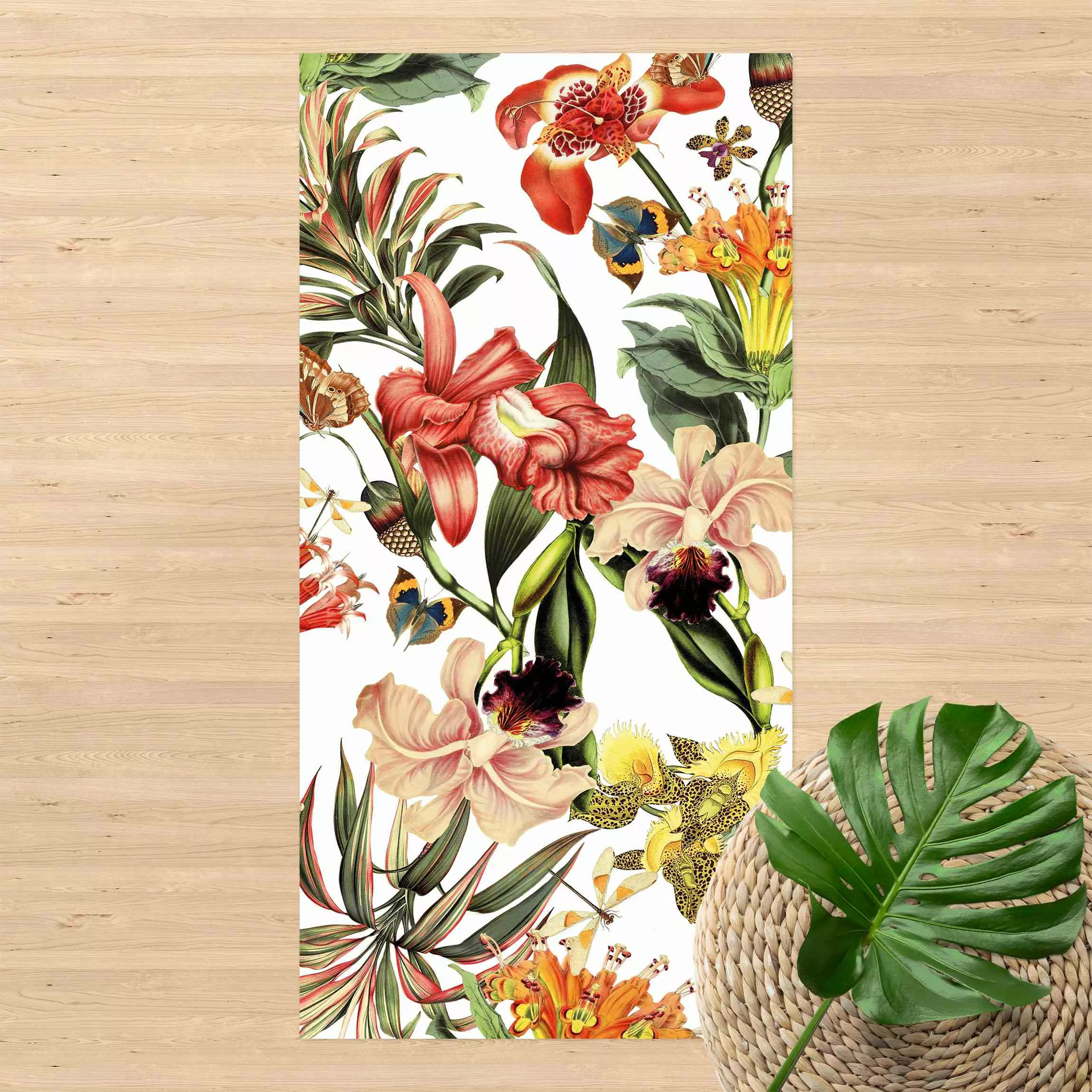 Vinyl-Teppich Tropische Blumen günstig online kaufen