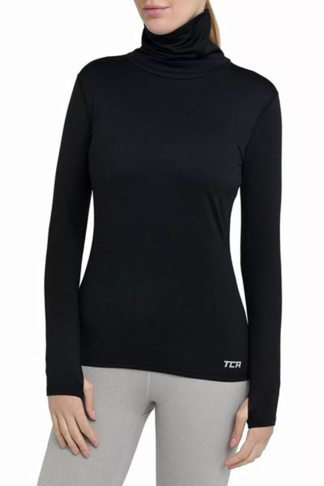 TCA Langarmshirt TCA Damen Winter Laufshirt mit Reißverschluss - Schwarz, L günstig online kaufen