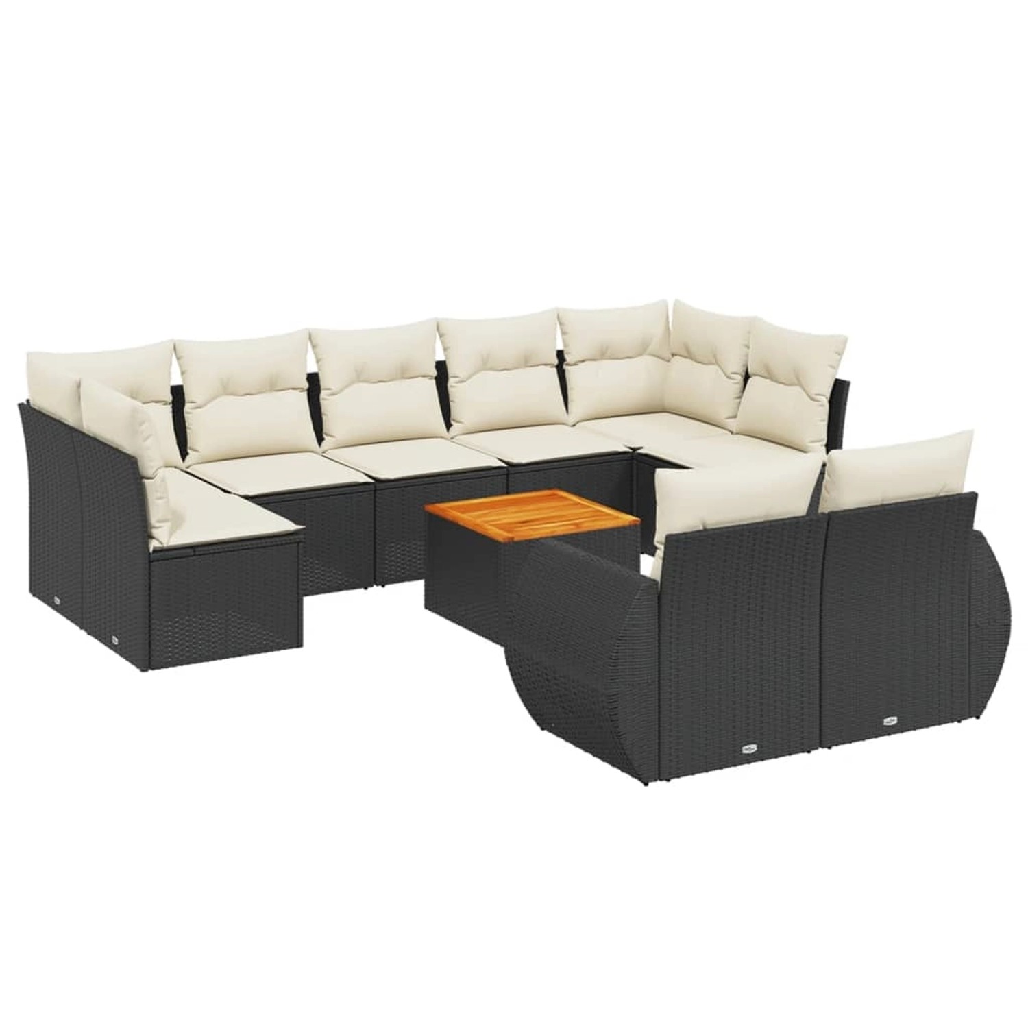 vidaXL 10-Tlg Garten-Sofagarnitur mit Kissen Schwarz Poly Rattan 3257484 günstig online kaufen
