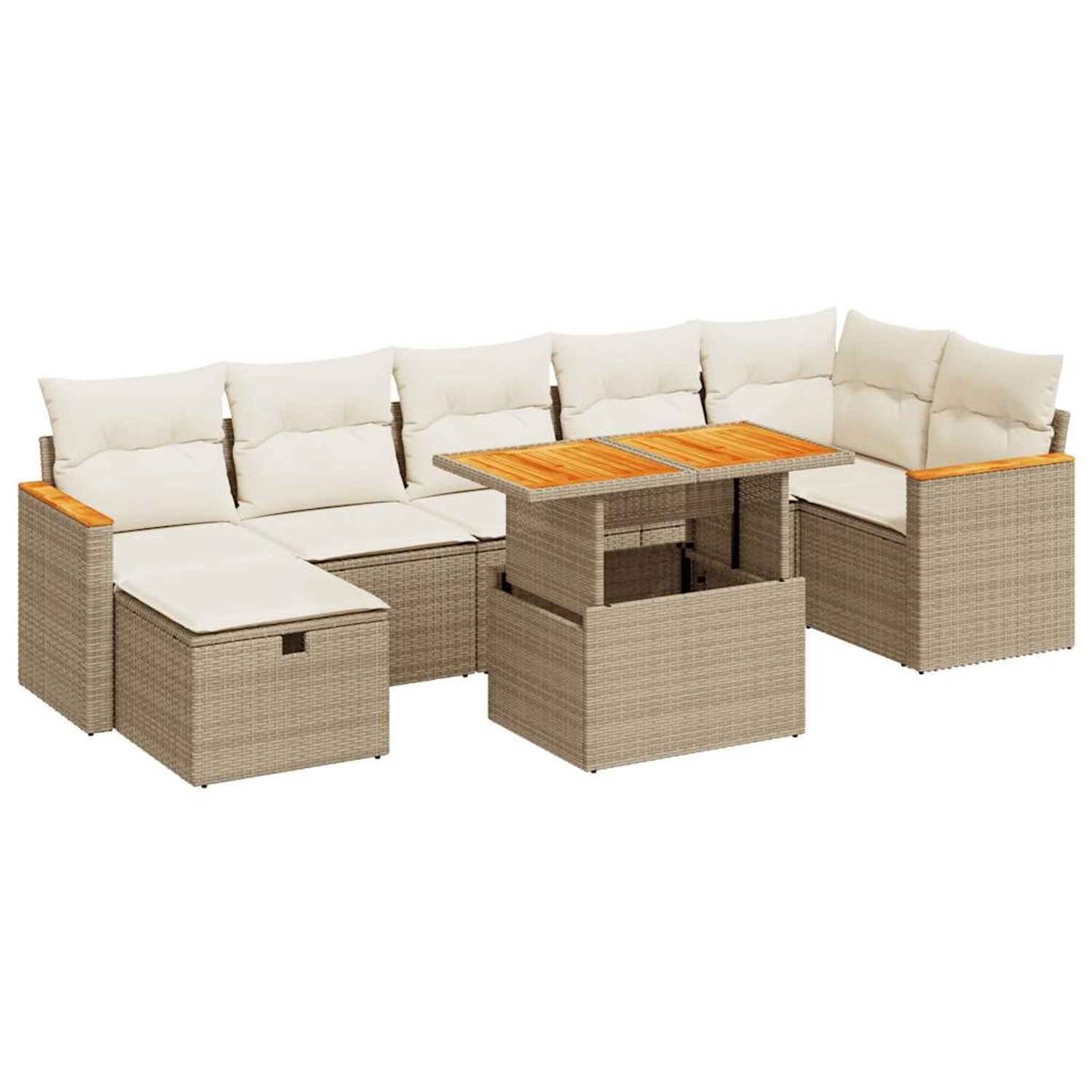 vidaXL 5-Tlg Garten-Sofagarnitur mit Kissen Beige Poly Rattan 3328122 günstig online kaufen