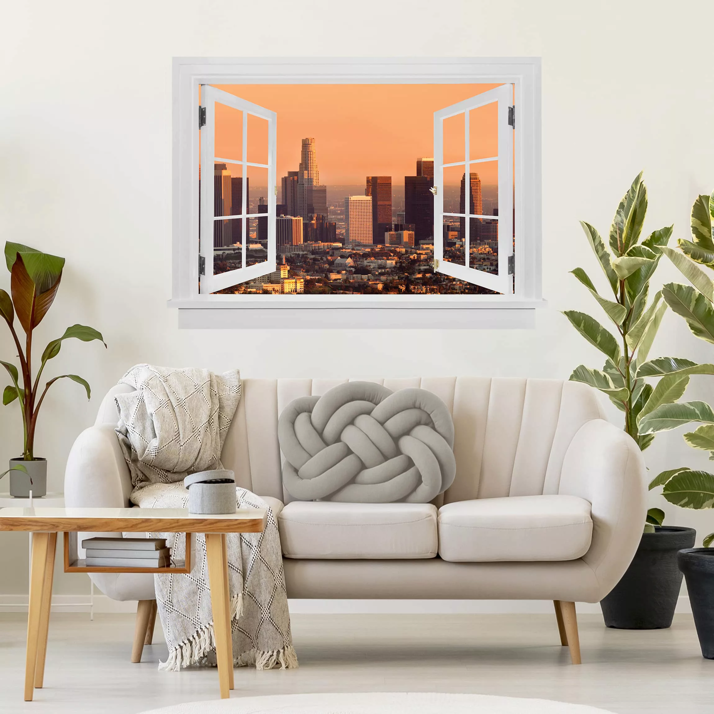 3D Wandtattoo Offenes Fenster Skyline of Los Angeles günstig online kaufen