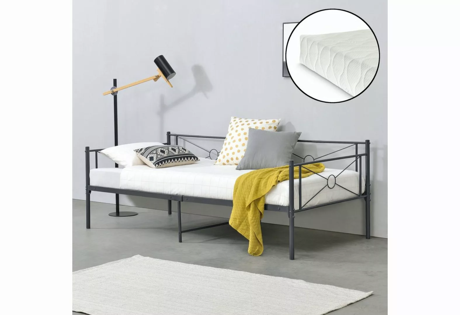 en.casa Metallbett, »Alvesta« Einzelbett 90x200cm mit Kaltschaummatratze Du günstig online kaufen