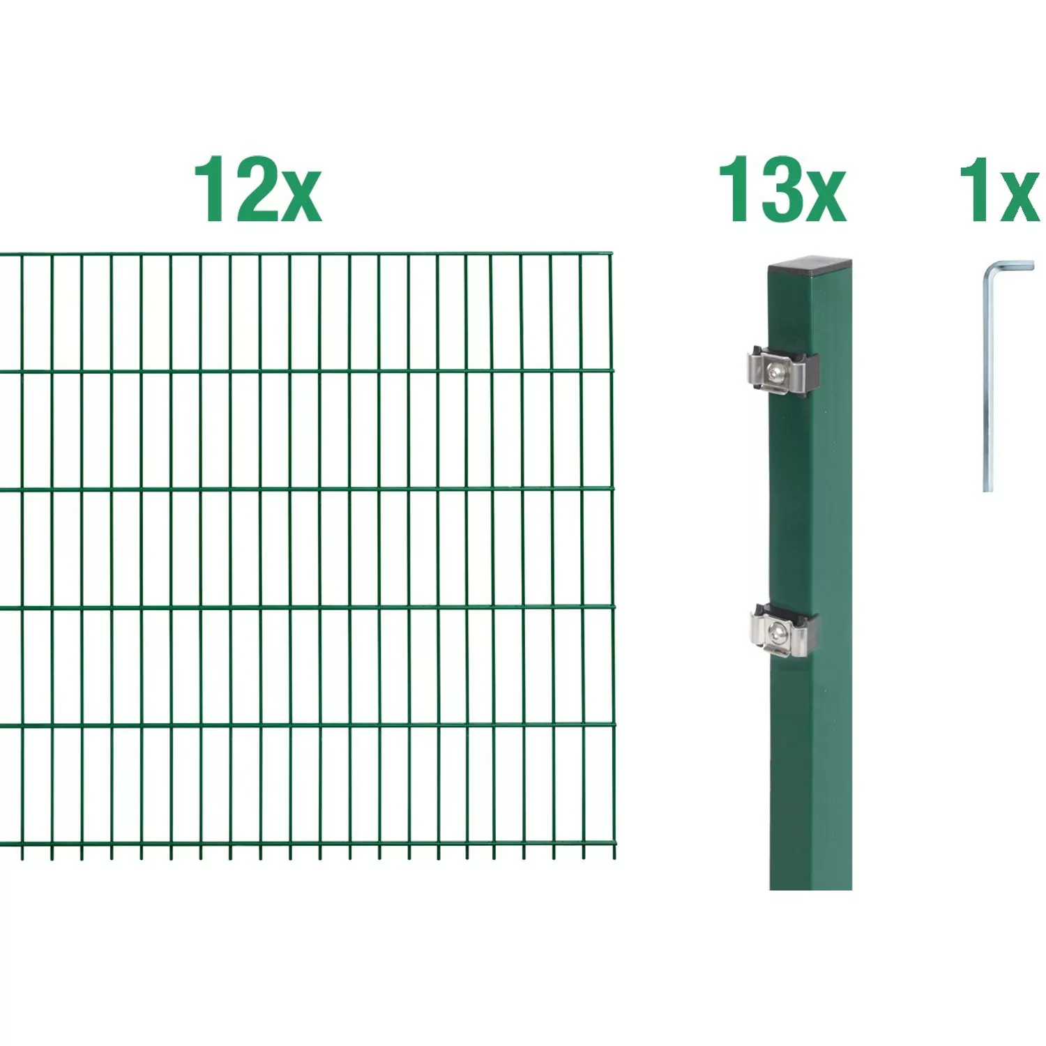 Metallzaun Grund-Set Doppelstabmatte verz. Grün beschichtet 12 x 2 m x 0,8 günstig online kaufen