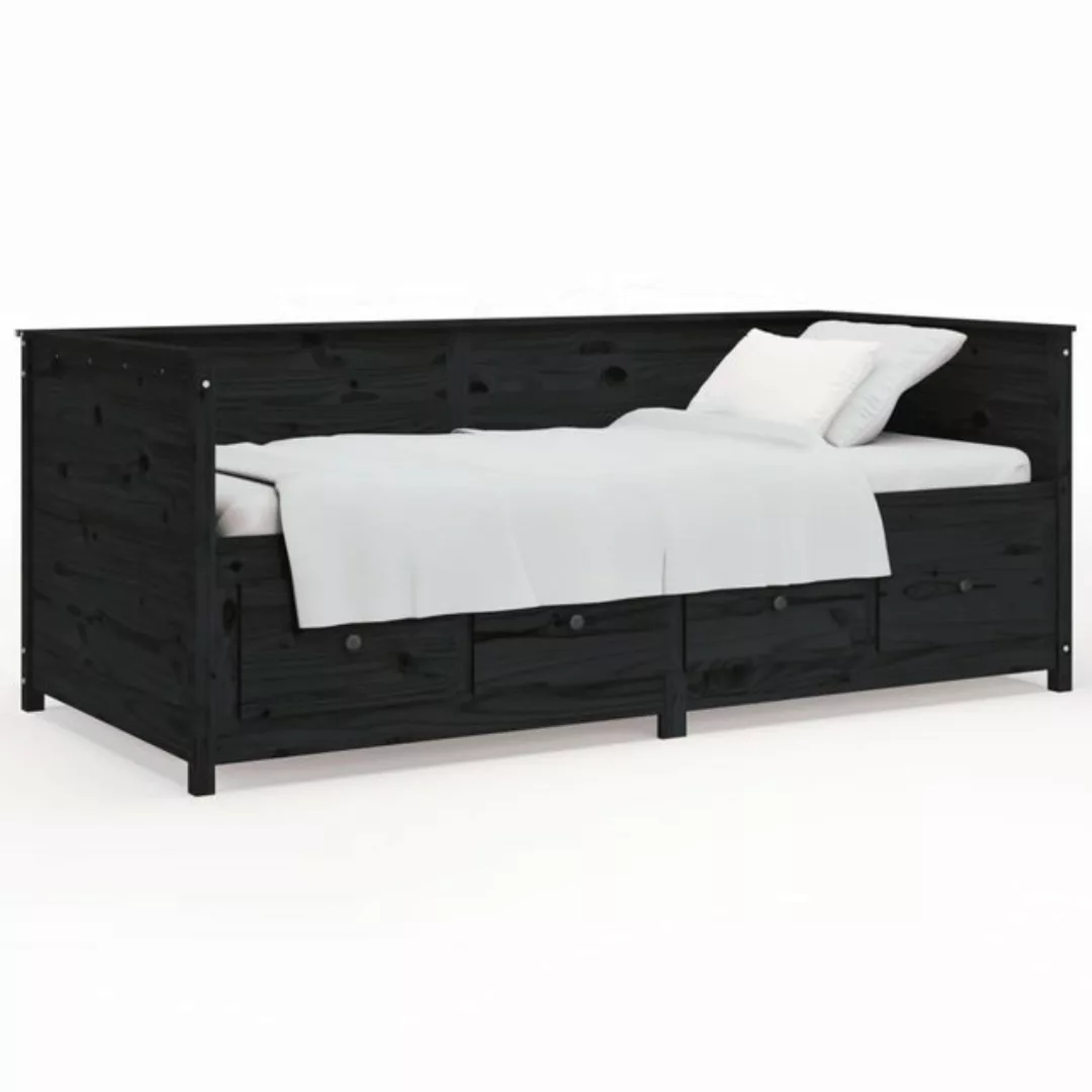furnicato Bett Tagesbett Schwarz 90x200 cm Massivholz Kiefer günstig online kaufen