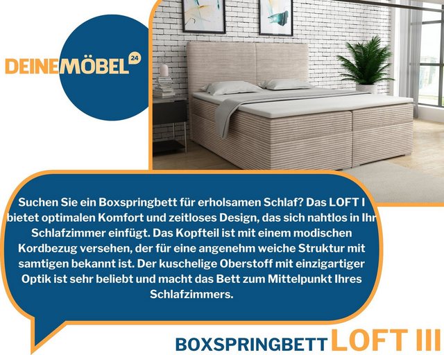 Deine Möbel 24 Boxspringbett LOFT III Boxspring Komplettbett Polsterbett Bo günstig online kaufen