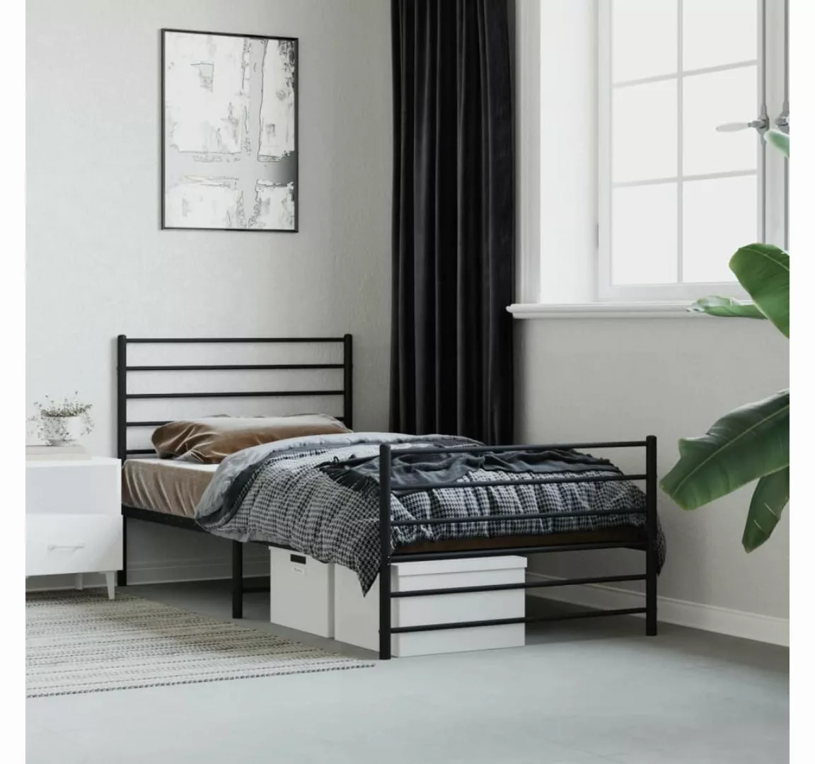 furnicato Bett Bettgestell mit Kopf- und Fußteil Metall Schwarz 100x190 cm günstig online kaufen