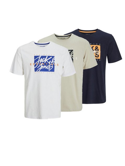 Jack & Jones T-Shirt JACK & JONES Male T-Shirt 3er-Pack Logo Rundhals T-Shi günstig online kaufen