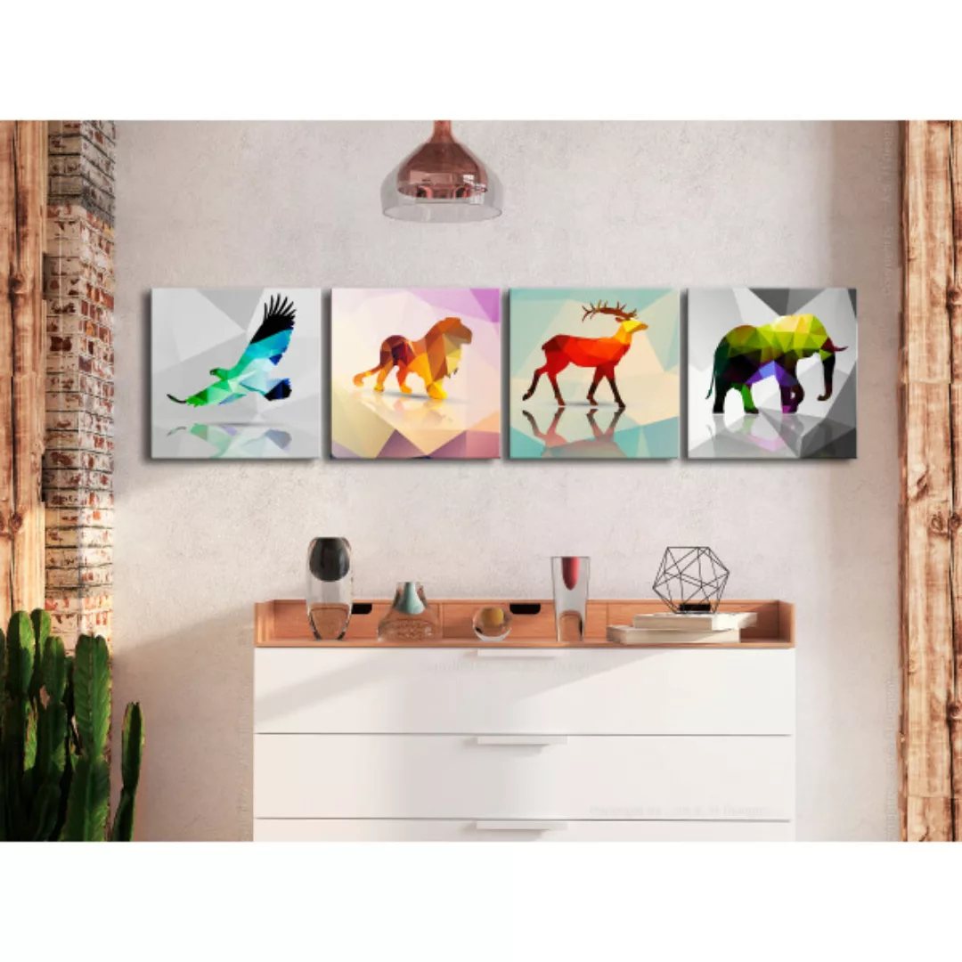 Bild auf Leinwand Colourful Animals (4 Parts) XXL günstig online kaufen