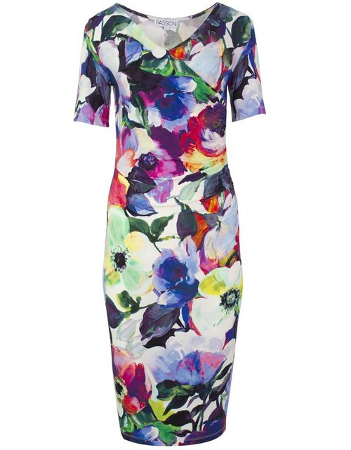 Passioni Druckkleid Kleid mit Blumendruck und Fakewickeloptik bequem zu tra günstig online kaufen