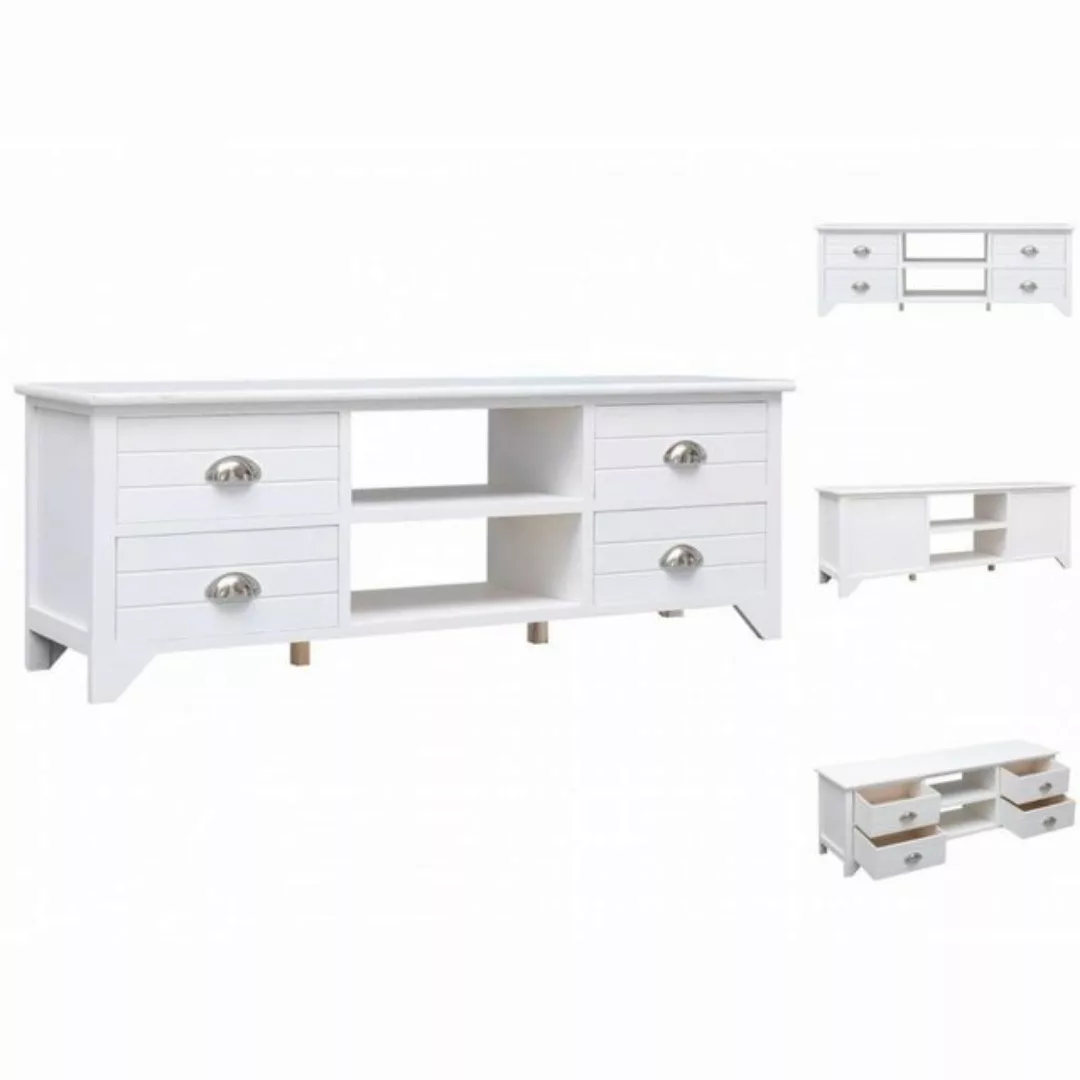 vidaXL TV-Schrank TV-Schrank Weiß 108x30x40 cm Massivholz Paulownia Lowboar günstig online kaufen