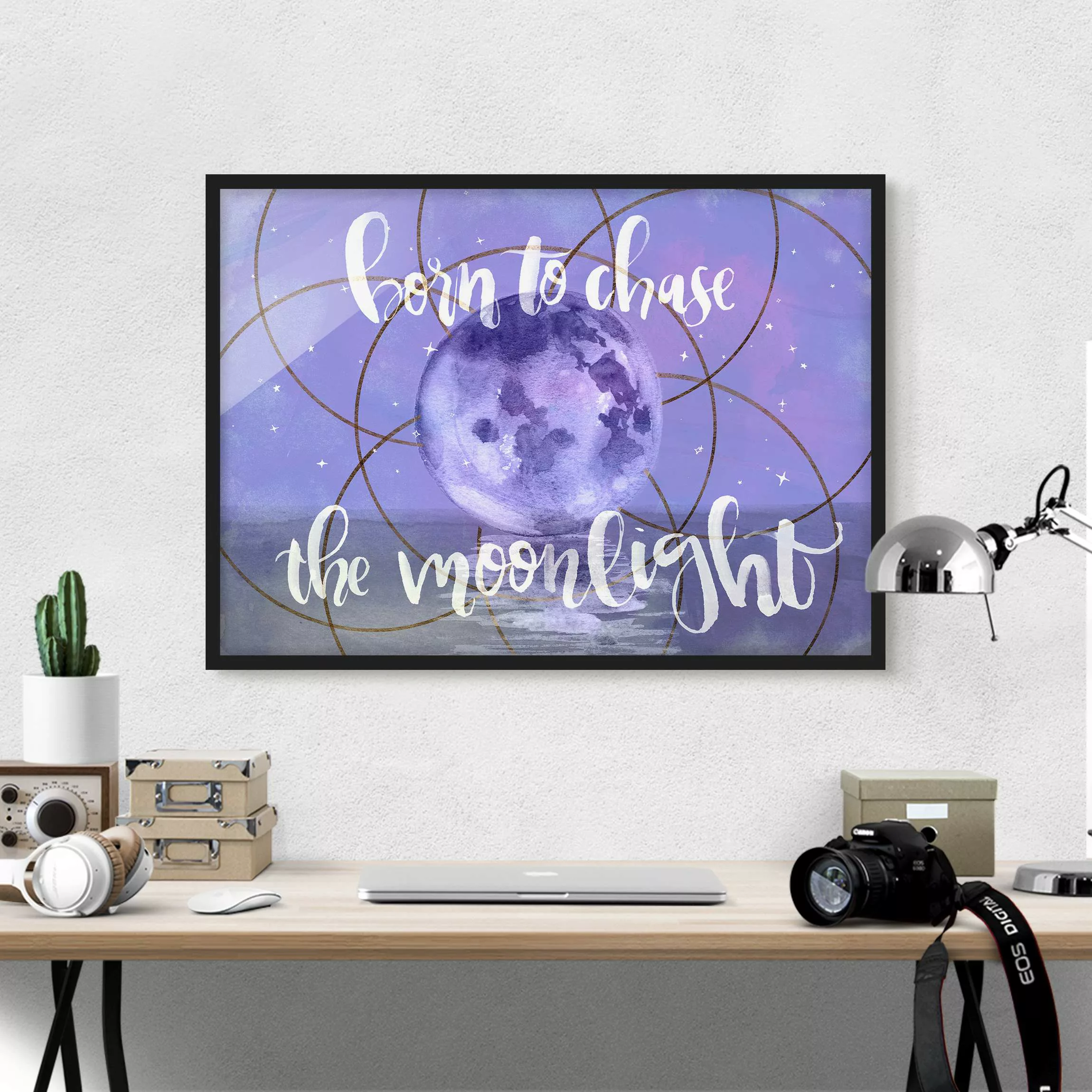 Bild mit Rahmen Spruch - Querformat Mond-Kind - Moonlight günstig online kaufen