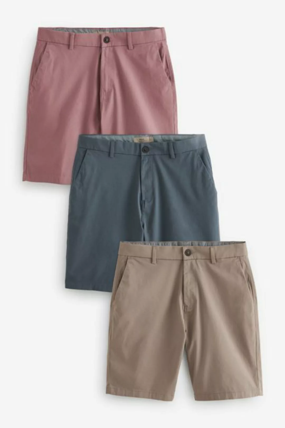 Next Chinoshorts 3er-Pack Chinohosen mit Stretch, Straight Fit (3-tlg) günstig online kaufen